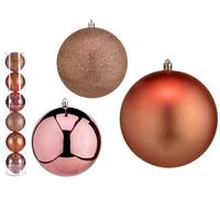 KRIST+ Set de 6 boules de Noël couleur cuivre 12 cm