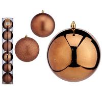 KRIST+ Set de 6 boules de Noël marron 12 cm