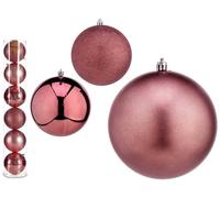 KRIST+ Set de 6 boules de Noël rose foncé 12 cm