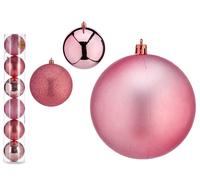 KRIST+ Set de 6 boules de Noël roses 12 cm assorties
