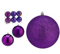 KRIST+ Set de 6 boules de Noël violettes 12 cm