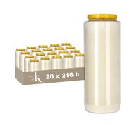 KRISTEN Bougie de neuvaine 9 jours - 216 heures de combustion - Blanc - Lot de 20 pièces - Pack économique - Bougie funéraire, bougie commémorative