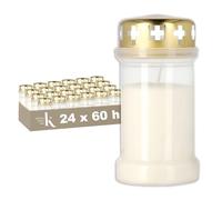 KRISTEN Lanterne funéraire extérieure traditionnelle 3D - 60 heures de combustion - Blanc - Lot de 24 pièces - Pack économique - Lumière commémorative, bougie funéraire, bougie commémorative