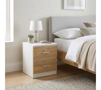 Krok Wood LORA Table de chevet Blanche/Chêne Artisan, 40 x 35 x 49 cm | Meuble de chevet en panneau de particules stratifié avec 2 tiroirs, table d’appoint moderne pour chambre et salon