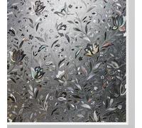KROMAPOLIS Noir Film pour fenêtre occultant Film Adhésif Décoratif Anti Regard Window Film Protection UV Effet Arc-en-Ciel Décoration Statique Motif Tulipe Salle de Bain Maison(44.5 * 400cm)