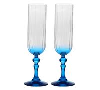 Krosno Flûtes à Champagne 220 ml avec pied turquoise, lot de 2 - pour mocktails, Mimosa, Prosecco, Cava et Spritz - cristal sans plomb - compatibles lave-vaisselle - Bubble Celebration Moments