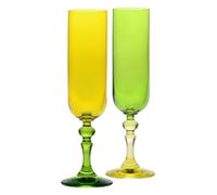KROSNO - Flûtes à Champagne et Prosecco colorées - 2 x 220 ml - Collection Bubble - Jaune et Vert - Cristal sans plomb - Peintes à la main