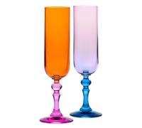 KROSNO - Flûtes à Champagne et Prosecco Colorées - 2 x 220 ml - Collection Bubble - Orange et Rose - Cristal sans Plomb - Peintes à la Main