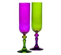 KROSNO - Flûtes à Champagne et Prosecco Colorées - 2 x 220 ml - Collection Bubble - Violet et Vert - Cristal Sans Plomb - Peintes à la Main