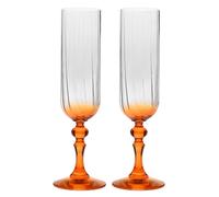 Krosno Flûtes à Champagne 220 ml avec pied orange, lot de 2 - pour mocktails, Mimosa, Prosecco, Cava et Spritz - cristal sans plomb - compatibles lave-vaisselle - Bubble Celebration Moments