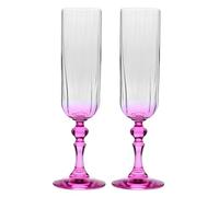 Krosno Flûtes à Champagne 220 ml avec pied rose, lot de 2 - pour mocktails, Mimosa, Prosecco, Cava et Spritz - cristal sans plomb - compatibles lave-vaisselle - Bubble Celebration Moments