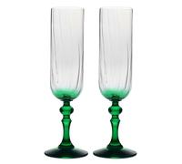 Krosno Flûtes à Champagne Lot de 2, 220 ml, Pied Vert, Collection Bubble | Celebration Moments, Verres à prosecco, vin pétillant, cocktail, Cristal sans plomb, Compatibles lave-vaisselle, Idée cadeau