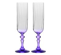 Krosno Flûtes à Champagne Lot de 2, 220 ml, Pied Violet, Collection Bubble | Celebration Moments, Verres à prosecco, vin pétillant, cocktail, Cristal sans plomb, Compatibles lave-vaisselle, Idée cadeau