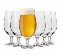 Krosno Verre à Bière en Cristal - Lot de 6 Verres 500 ml - Collection Harmony - Bière Cadeau - Lavable au Lave-Vaisselle