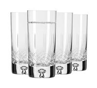 Krosno - Verres à Eau, Jus et Cocktails 300 ml - Lot de 4 - Collection Saga - Verre en Cristal - Fait Main, Taillé - Idéal comme Cadeau, Incolore Cut 3