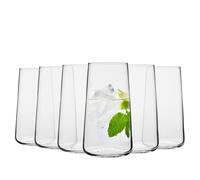Krosno Verres à Eau, Long Drink Lot de 6, 600 ml, Collection Infinity | Grand haut verres à cocktail, mojito, smoothie, milkshake, Verrerie élégants, Cristal sans plomb, Compatibles lave-vaisselle