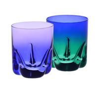 Krosno - Verres à Whisky 250 ml, Lot de 2 - Collection Aurora - Peints à la main - Cristal sans plomb - Pour Bourbon, Rhum et Cocktails - Cadeau - Violet et Bleu Marine