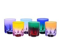 Krosno - Verres à Whisky, Boissons et Cocktails 250 ml - Lot de 6 pièces en 6 couleurs uniques - Collection Aurora - Cristal Sans Plomb - Verre Peint à la Main