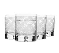 Krosno - Verres à Whisky, Bourbon et Scotch 250 ml, Lot de 4 - Collection Saga - Verre en Cristal, Taillés - Faits à la Main - Idéal comme Cadeau, Petit, Multicolore Cut 1
