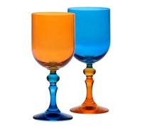 KROSNO - Verres colorés pour vin rouge et blanc, mocktails et eau - 2 x 300 ml - Collection Bubble - Orange et Bleu - Cristal sans plomb - Peints à la main