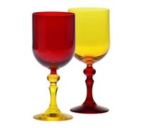 KROSNO - Verres colorés pour vin rouge et blanc, mocktails et eau - 2 x 300 ml - Collection Bubble - Rouge et Jaune - Cristal sans plomb - Peints à la main