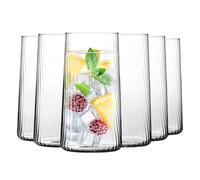 Krosno Verres ondulé à Eau, Boire Lot de 6, 550 ml, Avant-Garde LUMI | Grand haut verres à cocktail, mojito, smoothie, milkshake, Verrerie élégants, Cristal sans plomb, Compatibles lave-vaisselle