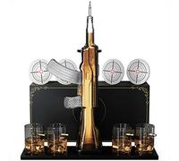 Krown Kitchen - Carafe Whisky pistolet - 4 verre a whisky - coffret whisky cadeau homme - Carafe a Decanter - ak47