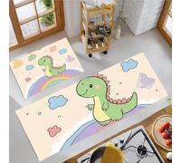 KRSAZCM Animaux Dinosaures Tapis Cuisine, Rose Riz Tapis Antidérapant Et Lavable, 44x70+44x120cm Antifatigue De Passage Imperméable Résistant À l'huile Paillasson