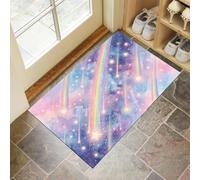 KRSAZCM Ciel Étoilé Dégradé Paillasson d'Entrée, Rêve D'Aquarelle Tapis de Porte Antidérapant Lavable Machine, Bleu Poudre Tapis Absorbant Attrape-Poussière pour Entrée Porte Couloir - 80 x 120 cm