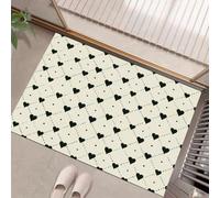 KRSAZCM Cœur Géométrique Paillasson Imprimé avec Envers en TPR Antidérapant Naturel, 90 x 150 cm pour Entrée Extérieure Lavable Machine Tapis, Crème