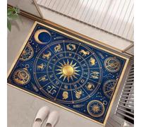 KRSAZCM Éléments Célestes Mystérieux Paillasson d'Entrée, Espace Rétro Tapis de Porte Antidérapant Lavable Machine, Bleu Foncé Tapis Absorbant Attrape-Poussière pour Entrée Porte Couloir - 45 x 75 cm