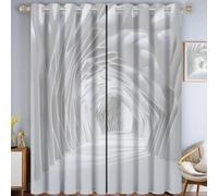 KRSAZCM Espace 3D Minimaliste Rideau Occultant - Géométrie Abstraite Rideau Thermique, Blanc Argenté Rideaux Opaque À Oeillets pour Fenetre Chambre Salon - L110×H215cm (2 Panneaux)
