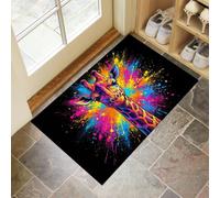 KRSAZCM Girafe Abstraite Paillasson Lavable pour l'intérieur - Animaux Tendance - 40 x 60 cm - Antibactérien pour Porte d'entrée Patio Couloir, Orange