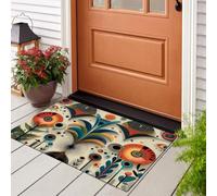 KRSAZCM Œil Magique Rétro Hippie Paillasson pour l'intérieur - 40 x 60 cm - Abstraction Bohème Paillasson Antidérapant Anti-saleté Lavable pour Porte d'entrée Balcon, Beige