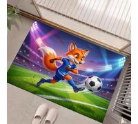 KRSAZCM Sports Dessin Animé Tapis d'entrée intérieur - Fox Football paillasson Lavable à Motifs, Orange-Rouge Tapis antidérapant pour Salle des Enfants entrée, Cuisine ou Chambre - 45 x 75 cm