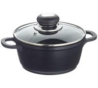 Krüger 2027346 Delta Cast Casserole avec Couvercle en Verre/Aluminium Noir 16 cm