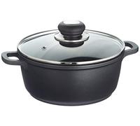 Krüger 2027347 Delta Cast Casserole avec Couvercle en Verre/Aluminium Noir 20 cm