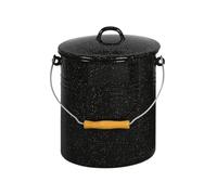 Krüger 2056822 Poubelle avec Couvercle Emaillé Noir 10 L