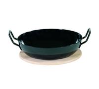 Krüger Bratpfanne 20cm Avec Couvercle En Bois Plateau Service Noir Acier Revêtu