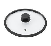 Krüger Couvercle en verre avec bord en silicone et trou d'évacuation de la vapeur Ø28cm, Poêle + casserole : accessoires, Noir, Transparent