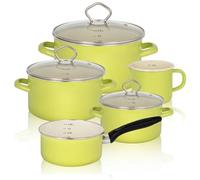 Krüger Karl 89566 pag émail Pot Set, Lot de 5 pièces Motif Juist, Vert Pastel