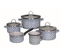 Krüger Karl 99527 Rügen 5 pièces Ensemble de casseroles, Acier, Bleu avec punketen Blanches, 60 x 40 x 30 cm