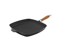 Krüger Karl Rustica Poêle à Steak en Fonte carrée avec Bec verseur 28 x 28 cm