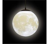 KRUIHAN 3D Lampe Lune Suspension,Lustre Lune avec Abat-Jour Boule E27,Lustre Chambre Enfant/Salon,Plafonnier Planet Suspendu 22cm(Ampoule Non Incluse)