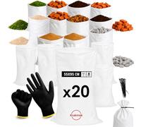 KRUKMAK - Lot de 20 Sacs de Chantier Renforcés Gravat 95x55 cm (Jusqu’à 55 kg) - Usage Professionnel BTP - Polypropylène Tissé Haute Résistance + 20 Colliers de Serrage & Gants - TVA Récupérable