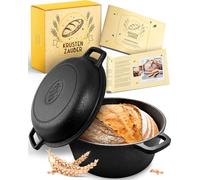 KRUSTENZAUBER 26cm Casserole en fonte pour faire du pain - Moule à pain avec couvercle pour faire du pain maison - Casserole à pain, Accessoires pour faire du pain, Casserole en fonte