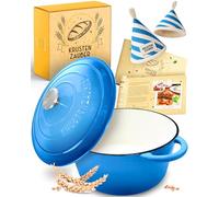 KRUSTENZAUBER Cocotte en fonte avec couvercle - 26 cm - Faitout en fonte émaillée - Cocotte en fonte ou casserole à pain - Passe au four - Marmite de qualité supérieure avec recettes