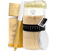 KRUSTENZAUBER Kit de démarrage pour levain - Bocal de fermentation de 1 000 ml avec spatule et thermomètre - Accessoires pour la fabrication du pain, bocal pour levain, fermentation, kit de démarrage 