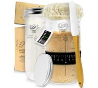 KRUSTENZAUBER Lot de 2 pots de fermentation de levain de 600 ml avec spatule et thermomètre - Accessoires de cuisson du pain, verre, fermentation, levain, verre vide