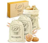 KRUSTENZAUBER Lot de 3 sacs à pain en lin - 40 x 30 cm - Pour pain et petits pains